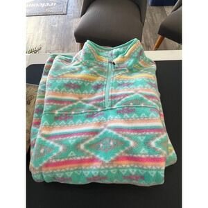 Chubbies Women's Size Medium Fleece Pullover Sweatshirt Teal Southwestern Print‎